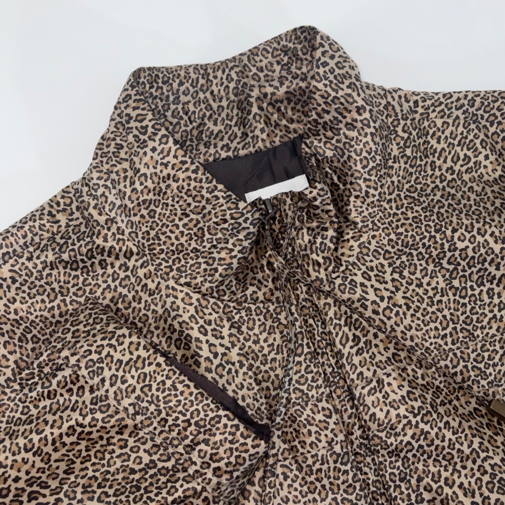 Chicos Zenergy Womens Leopard Print Windbreaker Jacket Brown‎ Tan Size 3 XL